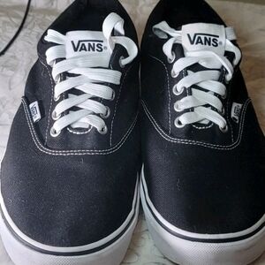 Vans Classic Canvas Sneakers Mens Size 11 Black White Low Top Skate Shoes